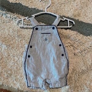 Janie and Jack Blue and White Striped Overalls